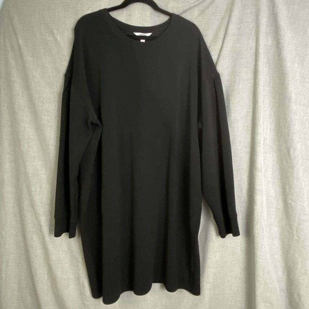 SPANX Black Long Sleeve‎ Crew Neck Tunic Dress Plus Size 3X Cozy Minimalist